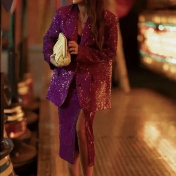 NWT Zara festive days Sequin Blazer - Picture 5 of 6